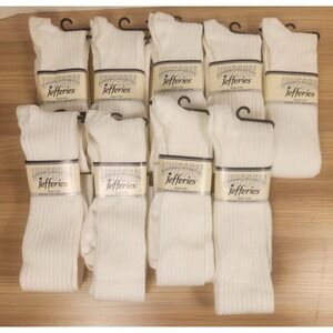 Jeffries Uniform Socks White New Lot of 9 Pairs Pima Cotton Blend Made in USA